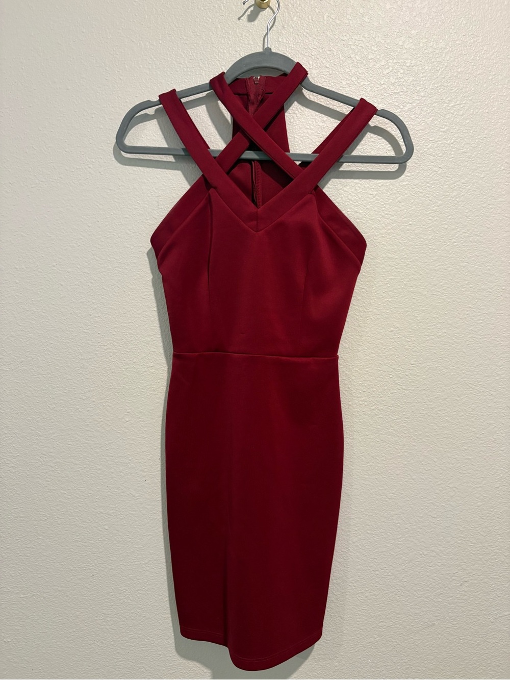 Charlotte Russe Wine Red Cross-Back Mini Dress